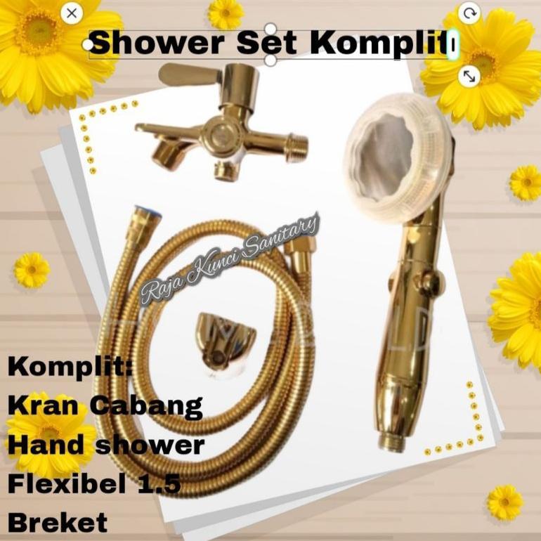 Hand Shower Komplit Kran Gold/Hand Shower Set Gold/Shower Set Kamar Mandi High Quality Gold