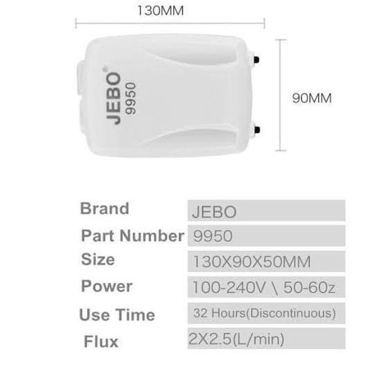 Pompa oksigen JEBO 9950 ACDC aerator AC DC Aerator Aquarium Kolam Ikan Portable bisa buat Mancing da