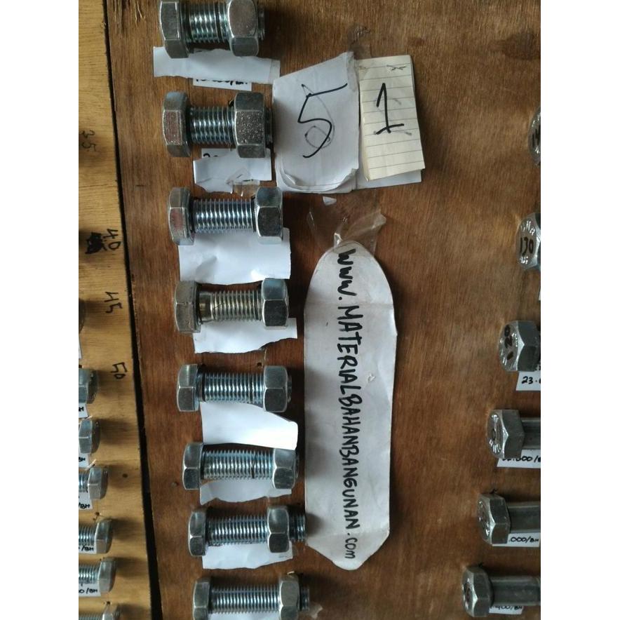 Baut M 20 Panjang 80 Mm Baut Besi Putih Baut 20 X 80 Mm Promo