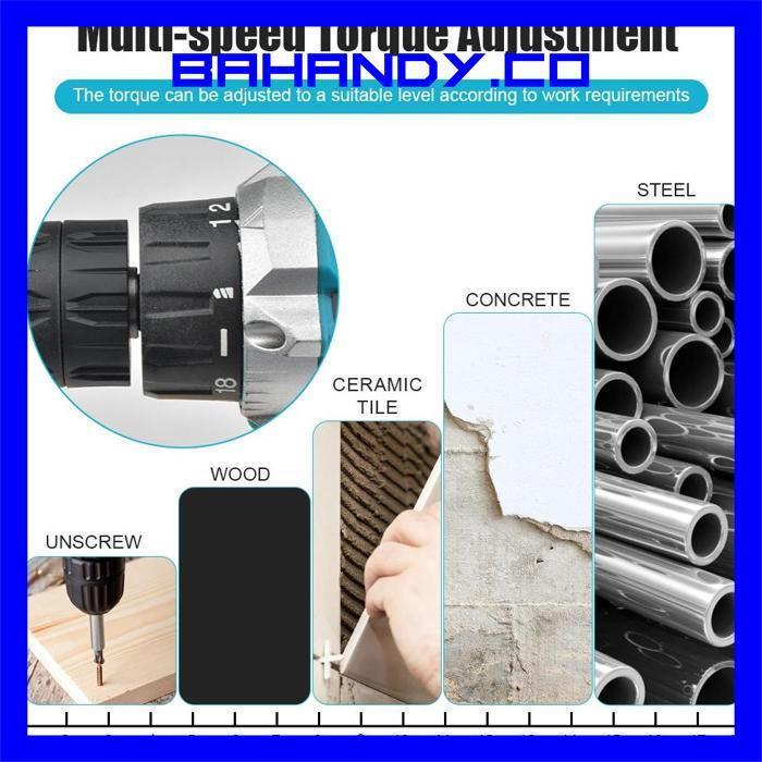 Gfd-6 Ew-98 Makita Bor Listrik Tanpa Kabel 36V Bor Tangan Listrik Set Alat Bor Dua Kecepatan Alat Ob