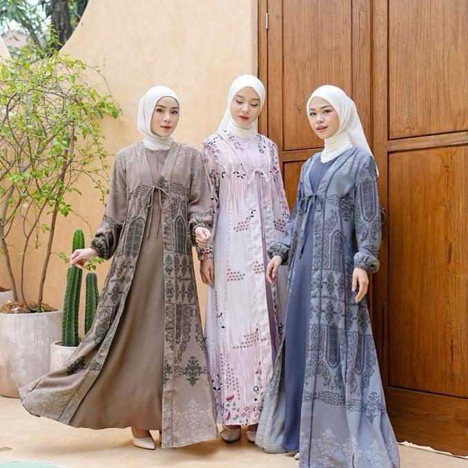 Joley Cloth - Alia Dress Abaya Simple Motif Printing Terbaru 2025 Gamis Bridesmaid Wanita Sarimbit S