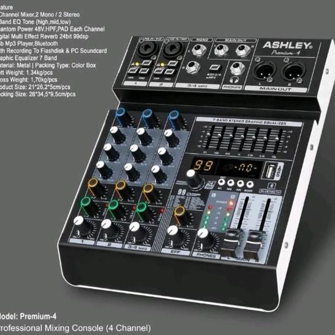 Mixer 4 Channel Ashley Premium 4 Original Garansi Resmi Metal Pc Equalizer Soundcard