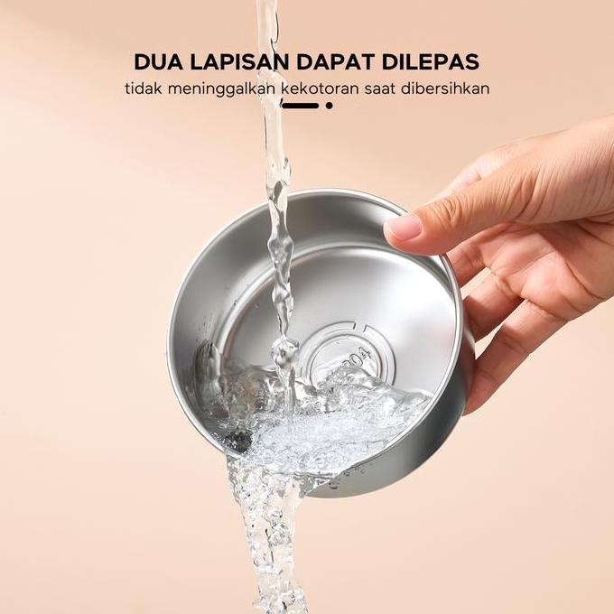 Parafelaa - Ecentio Set Kotak Makan Bento Mangkuk Stainless 34 Lunch Box 3 Sekat Kotak Bulat Anti Bo