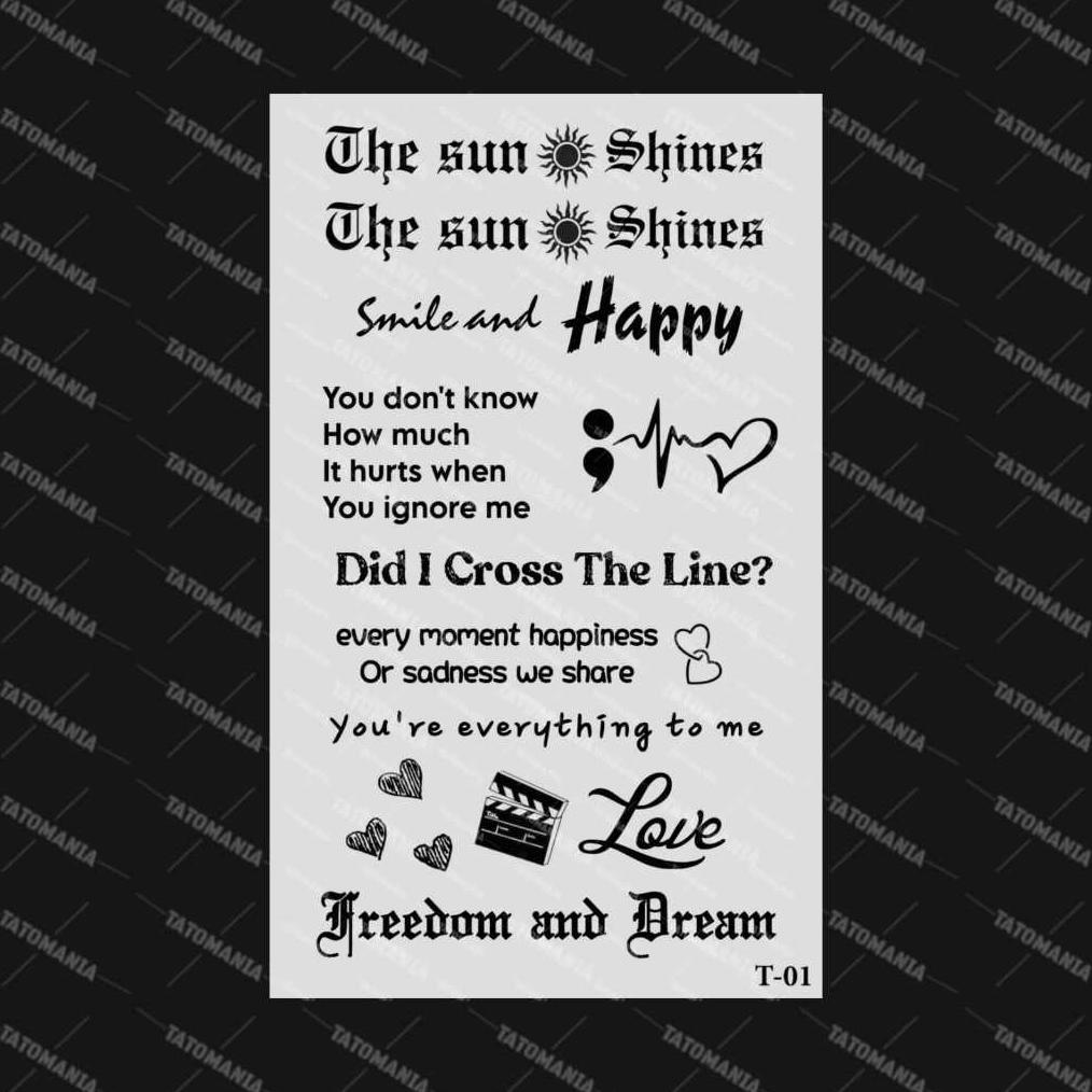 TATOMANIA-Sticker Tattoo Temporary Semi Permanent Tahan Lama Tulisan 01