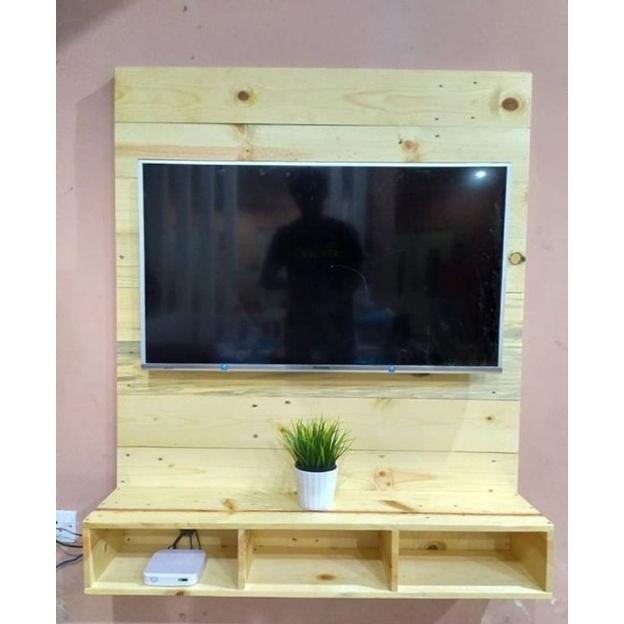 Backdrop Tv Kayu Jati Belanda / Meja Tv Tempel Dinding / Backdrop Tv Minimalis