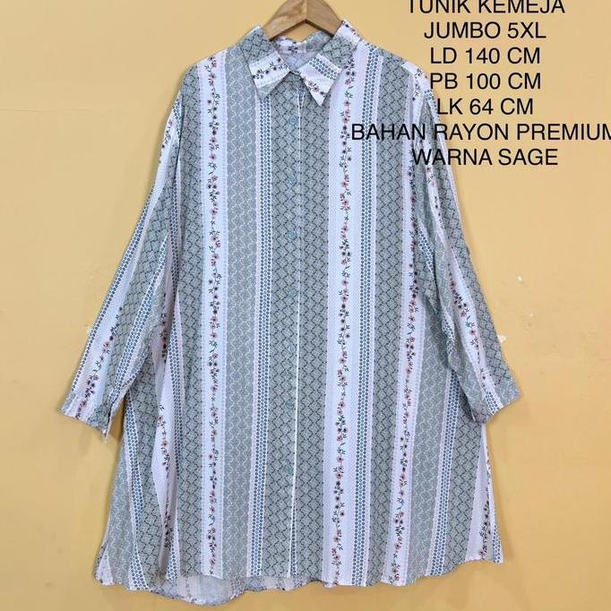 Tunik Kemeja Jumbo Ld 140 Cm Motif Garis Kekinian