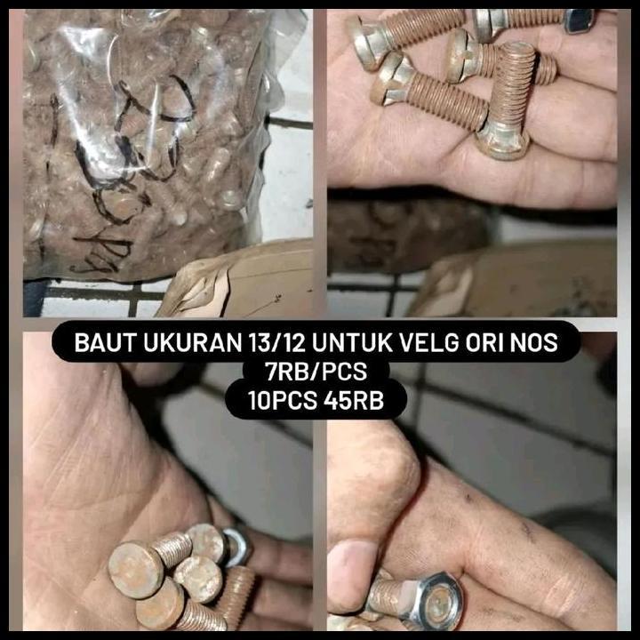 GRATIS ONGKIR SATU BIJI BAUT NAP RODA/TROMOL UKURAN 12/13 ORI NOS VESPA SUPER VBB DLL