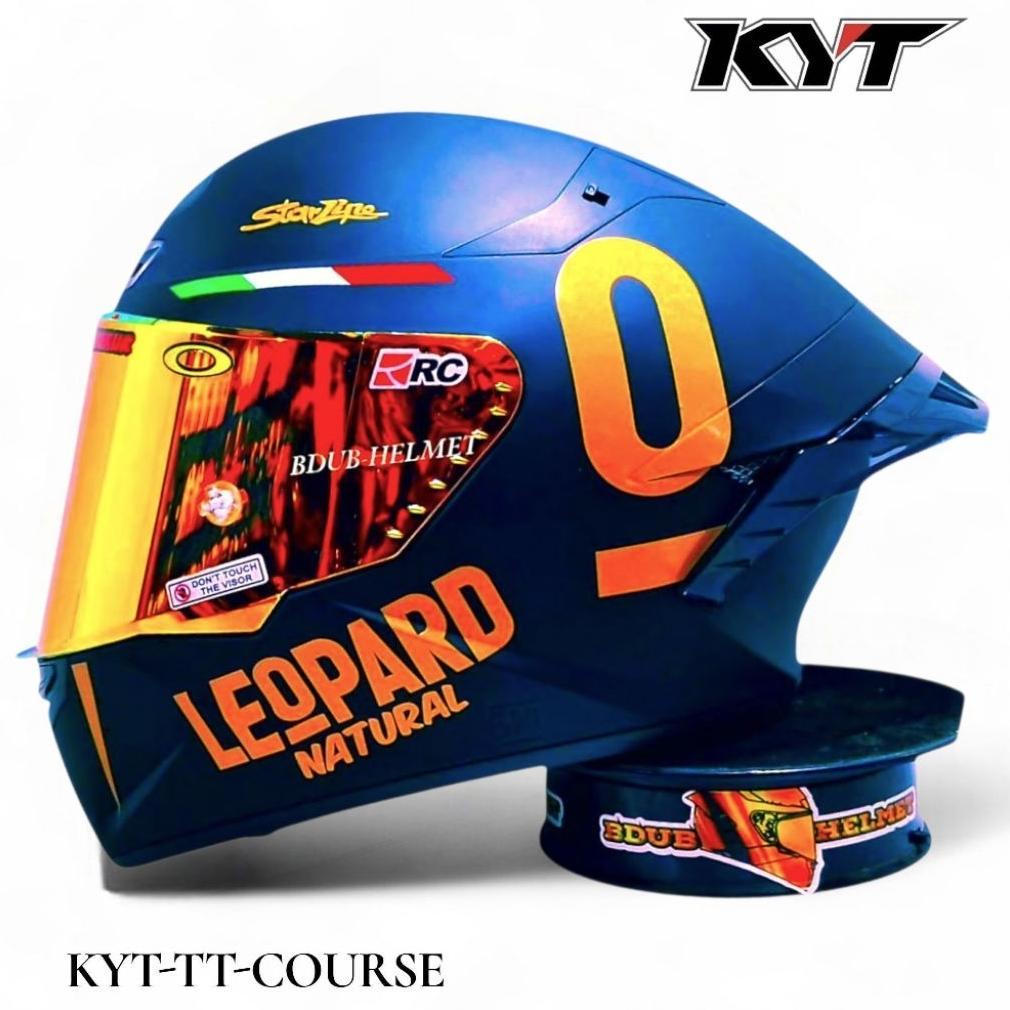 Helm KYT TT Course Black dof Leopard paket ganteng spoiler 3D Original KYT