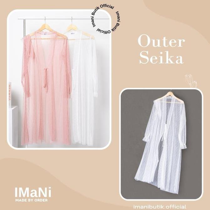 Imani Butik | Fashion Muslim Wanita Outer Seika Model Polos Tile Brokat Cardigan Oversize Atasan Baj