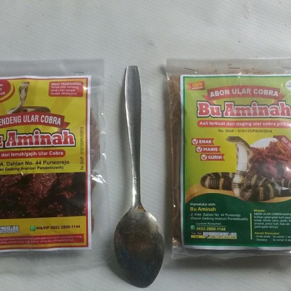 Abon Daging Ular Cobra Asli Bu Aminah/Jamu/Obat/Tradisional/Gatal 100G