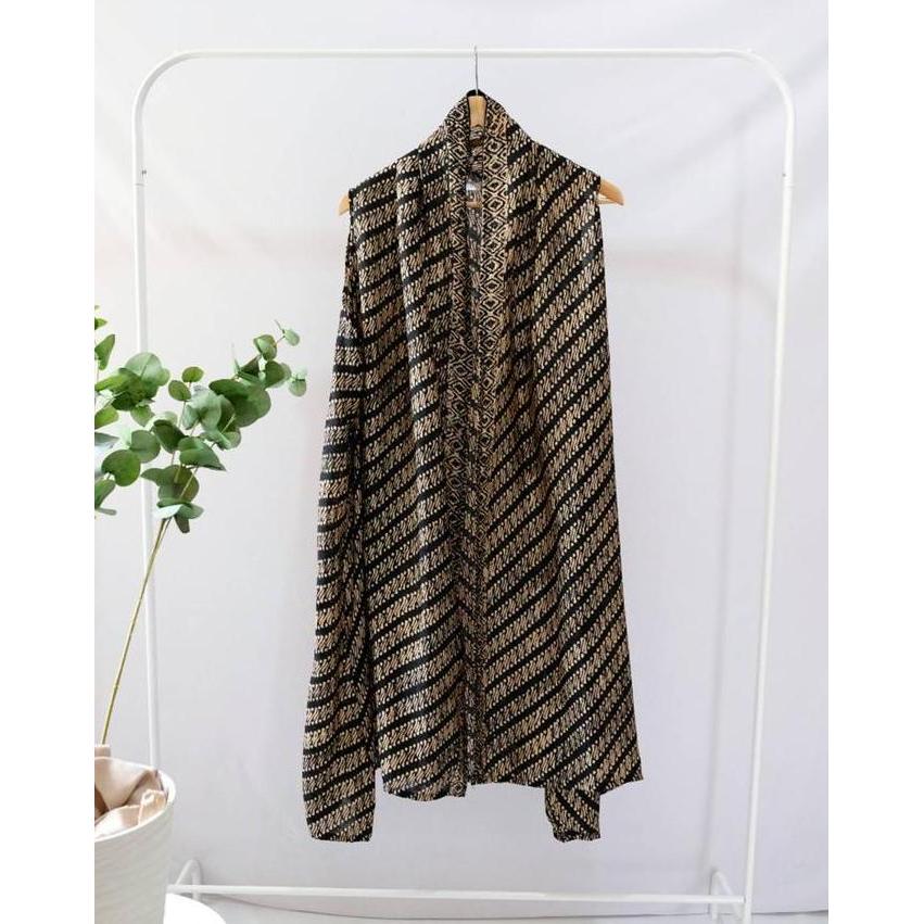 ATASAN BATIK OUTER BATIK WANITA BATIK VISCOS BATIK HITAM MODERN PARANG OUTER WANITA CARDIGAN BATIK W