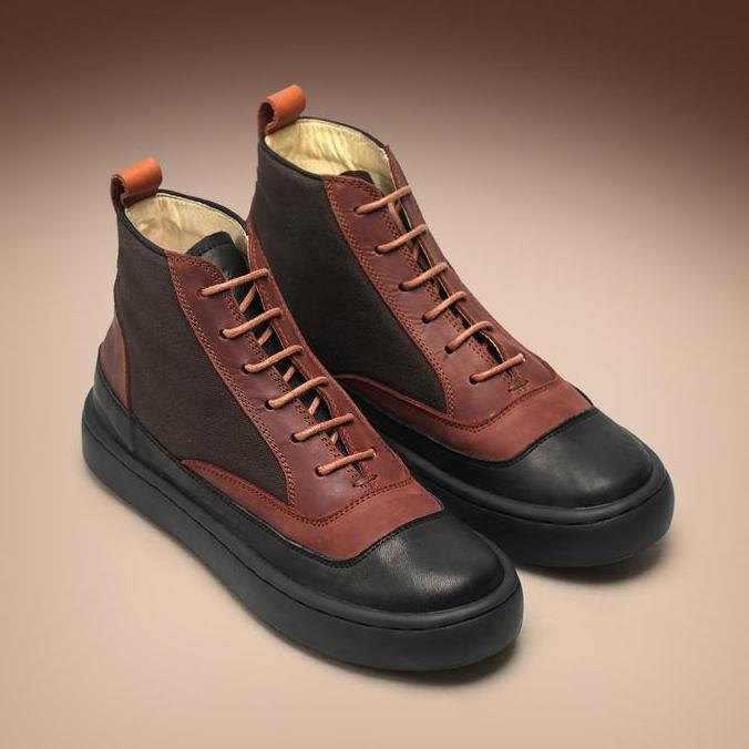 Sepatu Sneakers Kulit Pria Exodos57 Meawa Black Brown