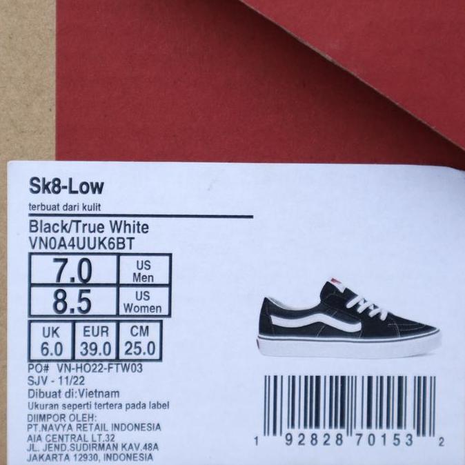 Vans sk8 low black white (Resmi PT NAVYA)