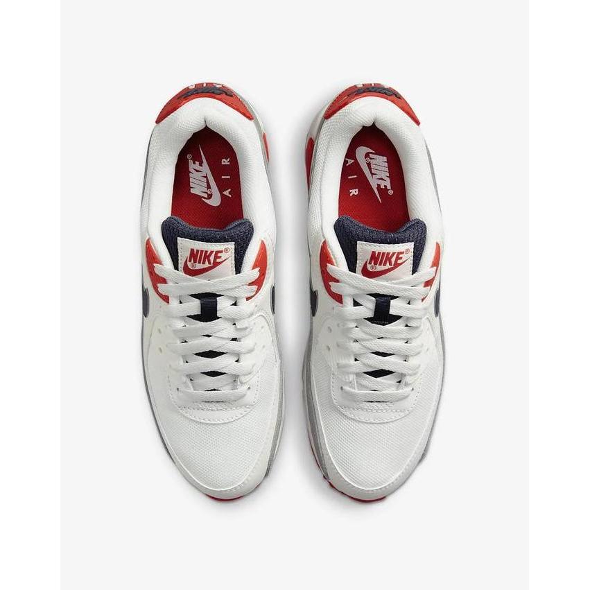 NIKE AIR MAX 90 SUMMIT WHITE CEMENT GREY CHILE RED BLUE ORINAL