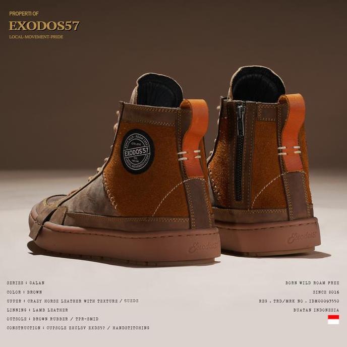 Sepatu Sneakers Kulit Pria Exodos57 Galan Brown