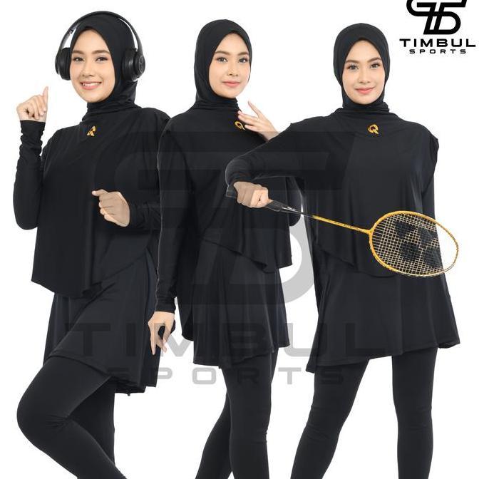 Stelan Olahraga Wanita Muslimah Senam Renang Lari Bersepeda Legging Rok Hijab Rompi