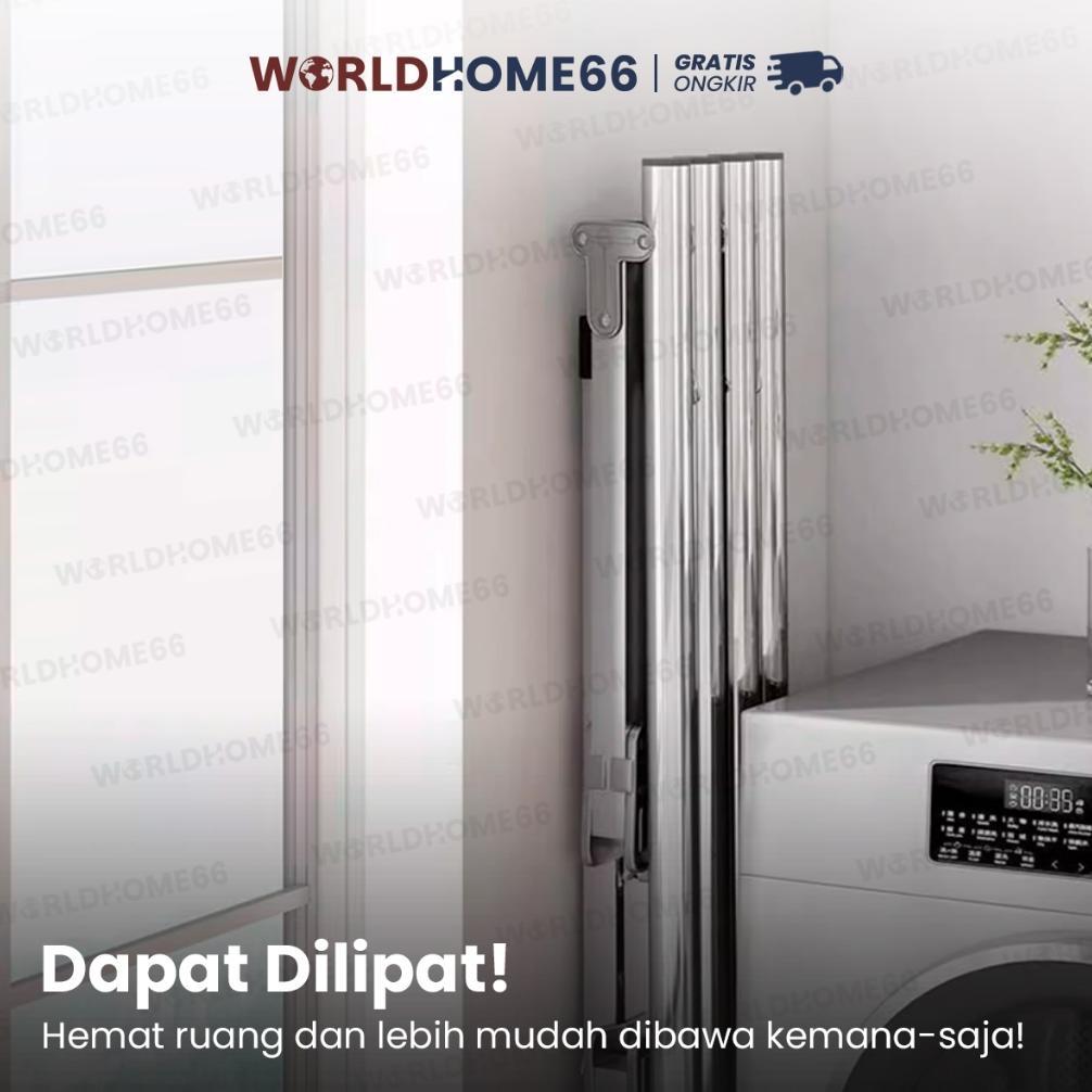 Worldhome Jemuran Lipat JUMBO Jemuran Pakaian Portable 5 Tiang Gantungan Baju Outdoor Besi Kokoh