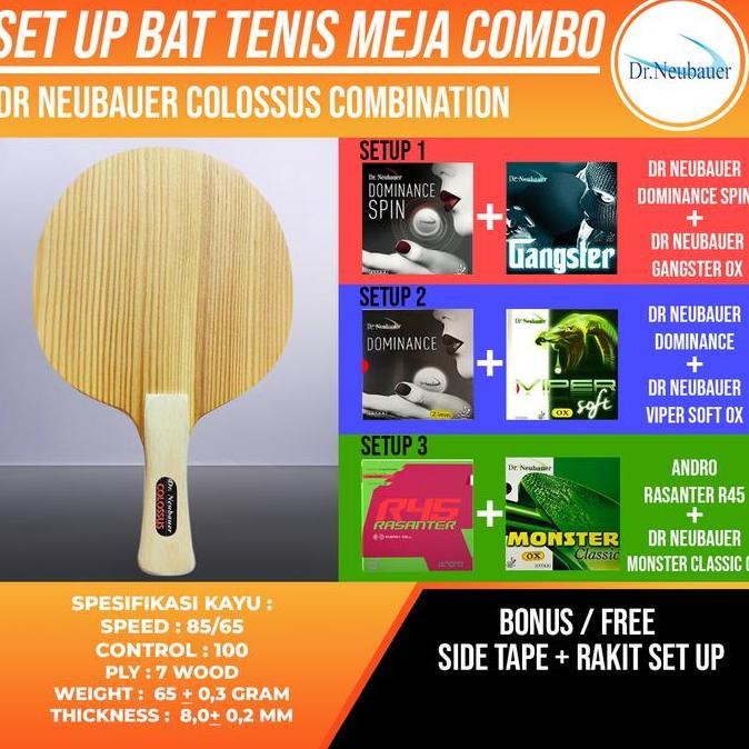 Paket Bat Pingpong Rakitan Dr Neubauer Colossus Combination Wood Dr Neubauer Andro Rasanter