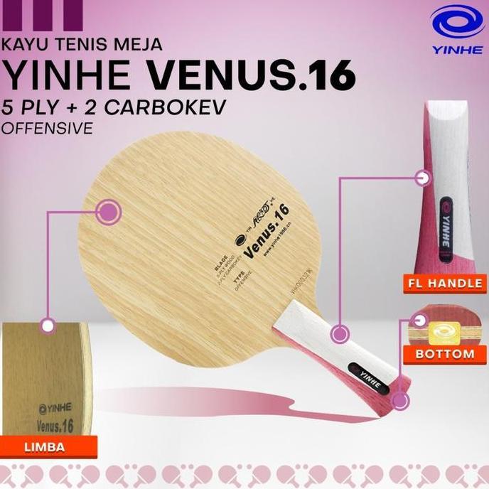 Kayu Bat Tenis Meja Pingpong Yinhe V16 FL Carbon Kevlar