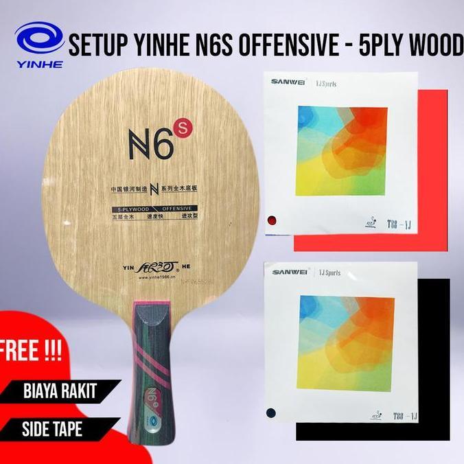Paket Bat Pingpong Rakitan Yinhe N6S Offensive 5 Plywood Sanwei T88 TJ