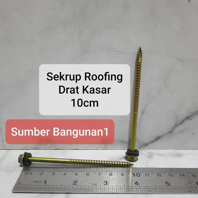 Skrup Roofing kayu drat kasar 10cm // (10 pcs) sekrup roofing kayu