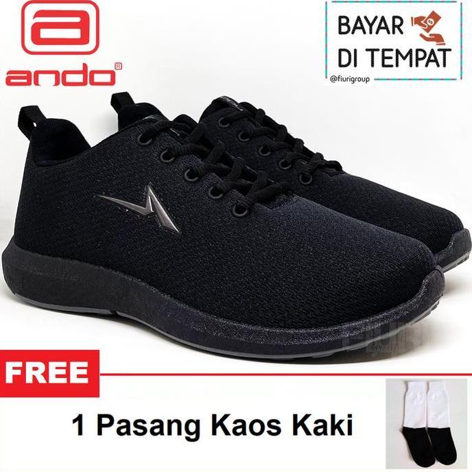 ANDO PINO 35-38 FULL HITAM SEPATU OLAHRAGA SPORT RUNNING PRIA