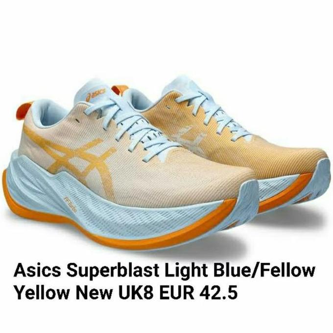 Asics Superblast Mens Running Shoes Light Blue Fellow Yellow