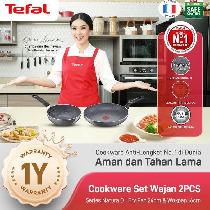 Tefal Cookware Set Wajan 2PCS Series Natura D / Fry Pan Anti Lengket
