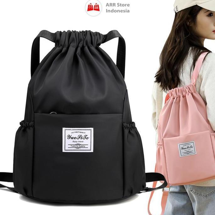 Tas Ransel Serut Wanita Waterproof Tas Travel Umroh Tawaf String Bag Backpack Tas Punggung Multifung