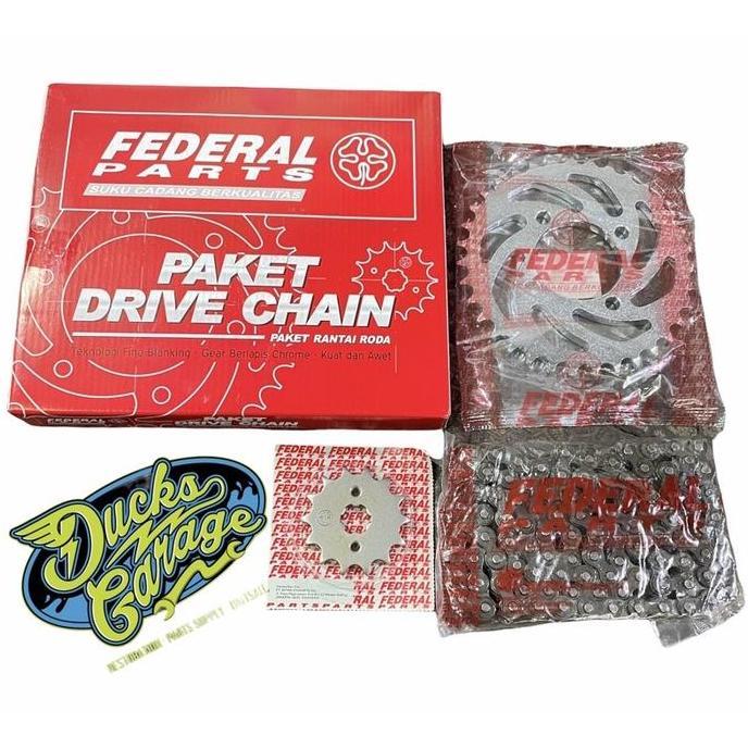 gear set gear depan gear belakang set rantai suzuki rc80 rc100 rc100 smash shogun federal dus merah