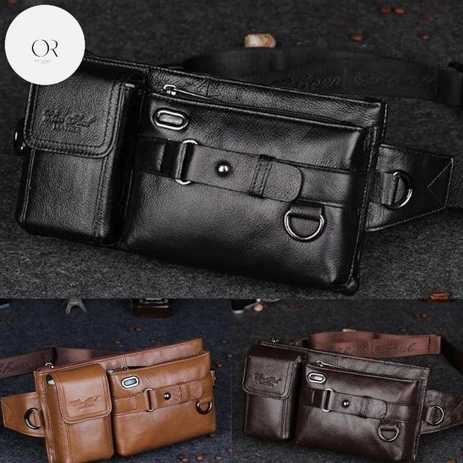 TAS PINGGANG KULIT PRIA . import tas sepeda