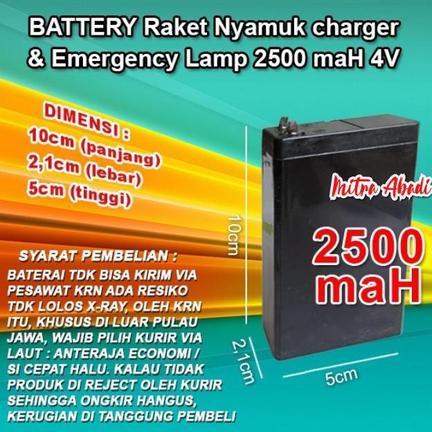 Homefix- Batre/Baterai/Battery Emergency Lamp 2500 Mah Aki 4V Rechargeable