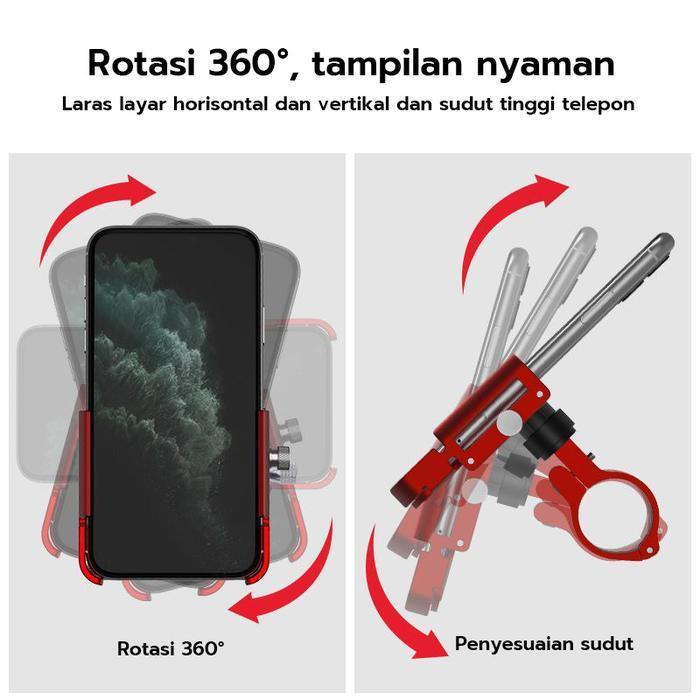 P30 Gubecky Phone Holder Hp Sepeda  Motor Alumunium Alloy Tempat Hp Motor Mobil Listrik Dudukan Navi