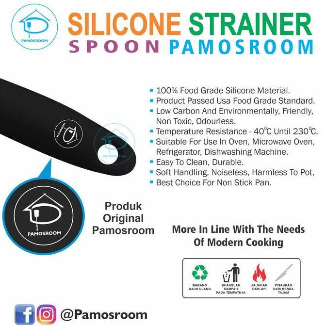 Cookwe- Pamosroom Spatula Sutil Saringan Mie Silikon 32Cm Tahan Panas Bpa Free