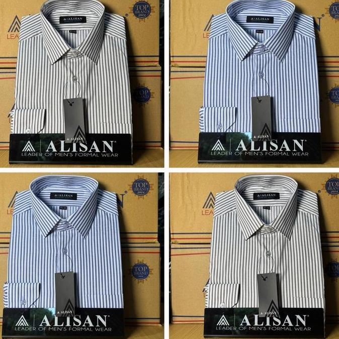 Argipratamashop - Kemeja Alisan Salur Garis Reguler Lengan Panjang