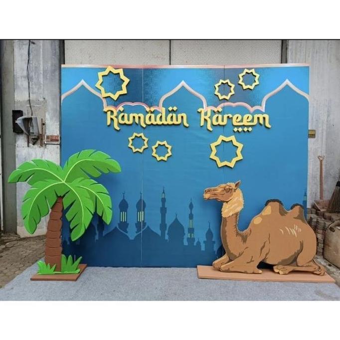 SUPER JUMBO DEKORASI RAMADHAN KAREEM IDUL FITRI UNTA POHON KURMA BACKDROP HARI RAYA LEBARAN EID MUBA