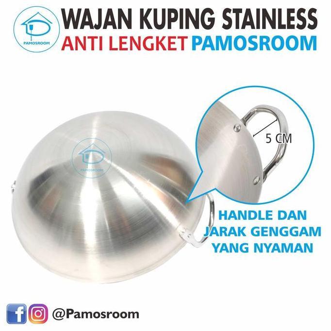 Cookwe- Calypso Wajan Penggorengan 30Cm Stainless Steel Diameter Wajan Stainless Kuping 30 Cm