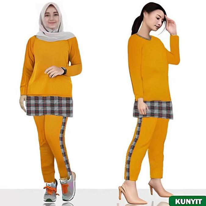 Newrilis- Setelan Kaos Olahraga Umi Tunik Muslimah Set Training Senam Wanita Babyterry Big Size Over