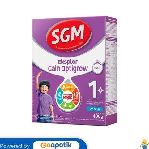 Cod,Bisa- Sgm Eksplor Gain Optigrow 1+ Rasa Vanila 400 Gram Box
