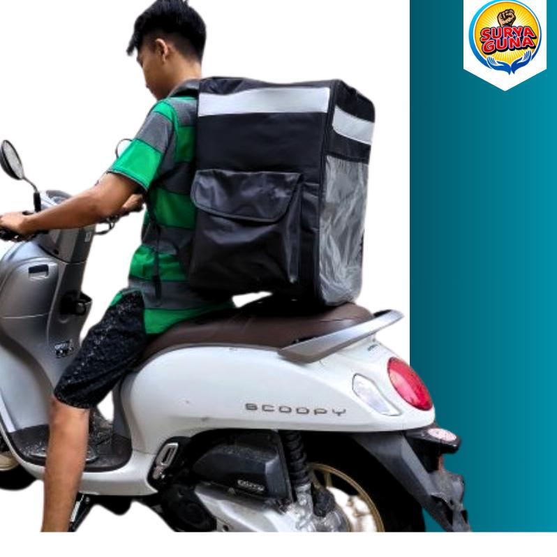 TERLARIS` Tas kurir motor gendong bahan dinier polyester tas kurir motor anti air muat beban100 ltr 