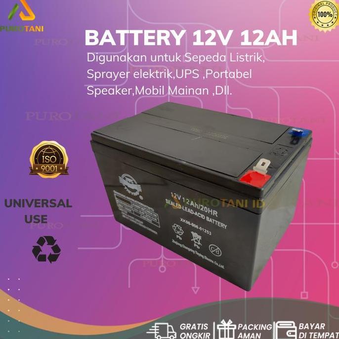 Sinleader 12V 12Ah Aki Kering Ups Aki Sepeda Baterai Panel Surya
