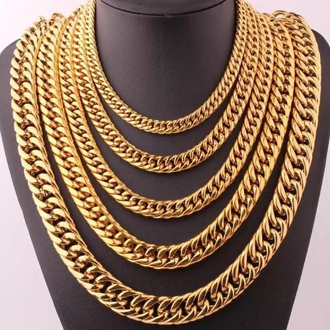 Cod,Bisa- Kalung Pria Model Rantai Double Kuning