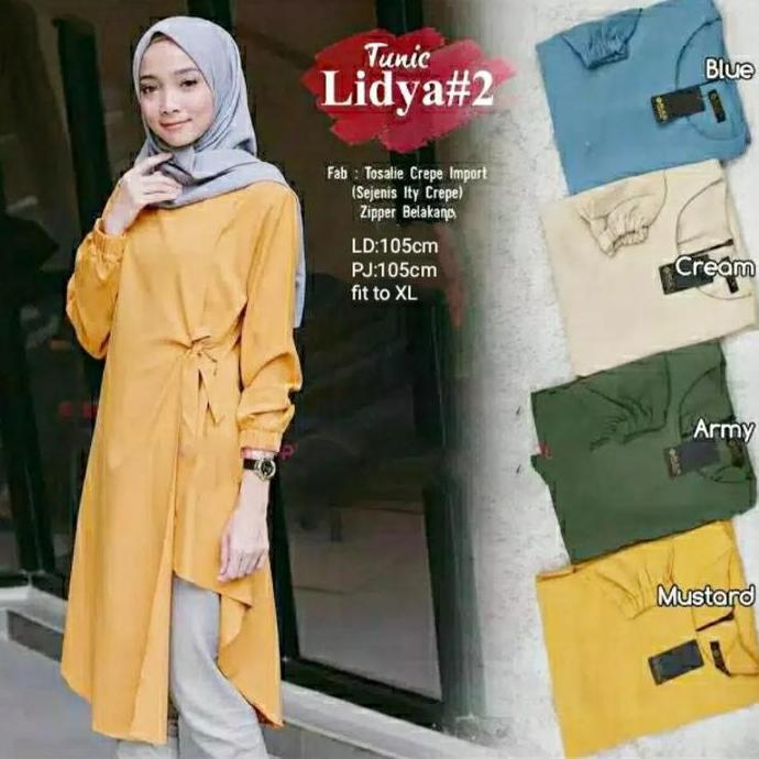 Busananew- Lidya Tunik Hijab Muslim Atasan Wanita Kekinian Muslimah Fashion Wanita Baju Wanita Lembu