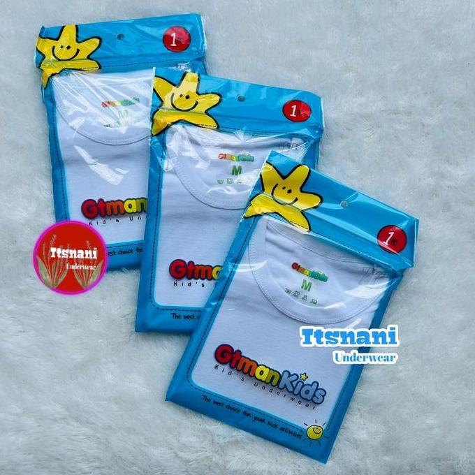 Duniaank- Kaos Oblong Anak Polos Gt Man Kids Gtmk 03 | Atasan Putih Bahan Katun Gtman