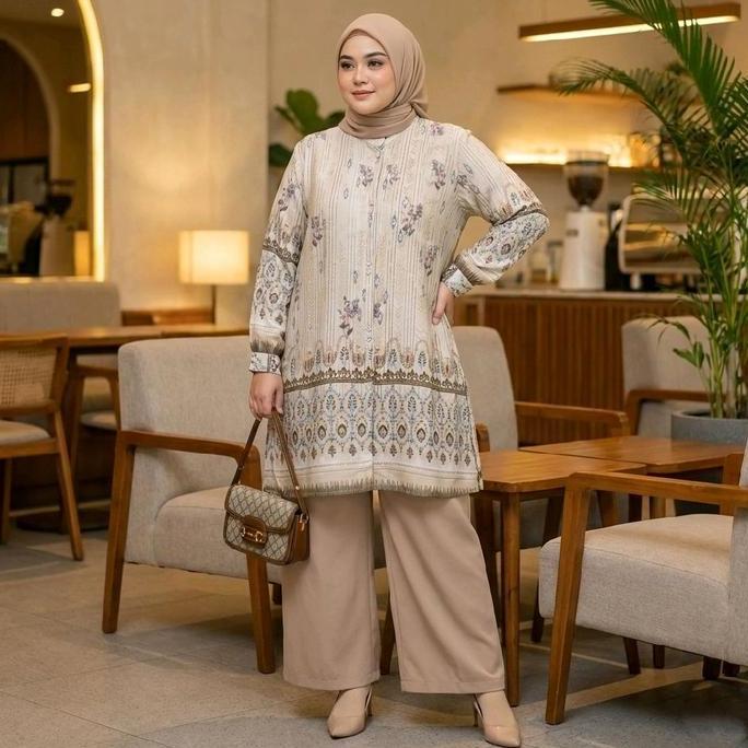 Busananew- Jesika Tunik Motif Cantik Tunik Wanita Elegan Mewah Tunik Silk Tunik Jumbo Kekinian