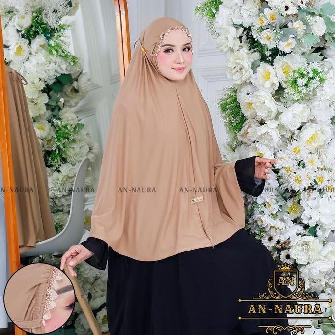 Newrilis- Jilbab Aura Jumbo Kerut Renda Tali  - Jilbab Renda Tali Viral - Bergo Maryam Jumbo Kerut