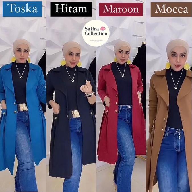 Discount Monza Long Blazer | Bahan Suede Jaket Panjang Wanita Oversize Lembut Zipper
