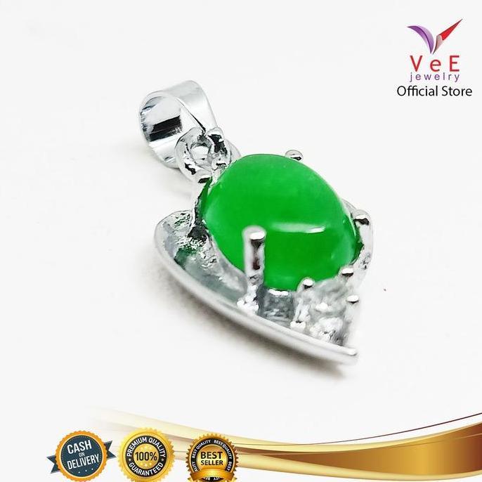 Yxcx- Liontin Batu Giok Hijau Asli Cina Mini - Vee Liontin Pendant Terapi Kesehatan