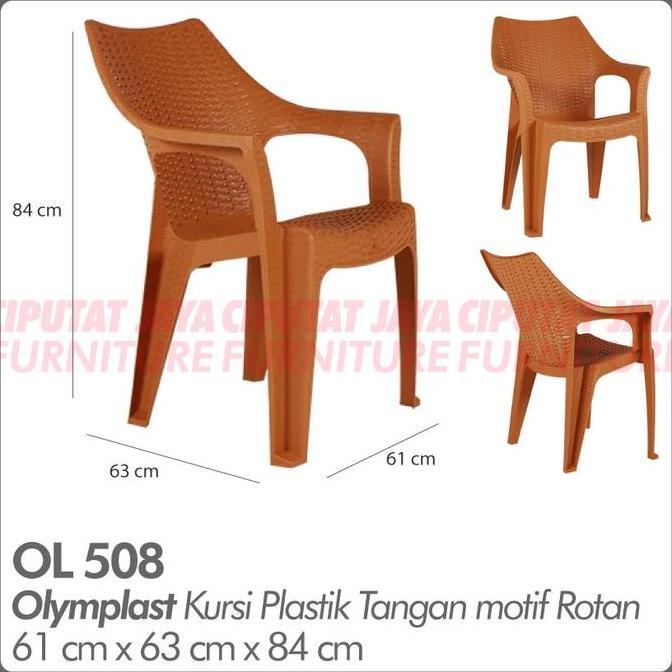 Blokx- Kursi Plastik Olymplast Ol 508 Kursi Plastik Tangan Motif Rotan Ol508