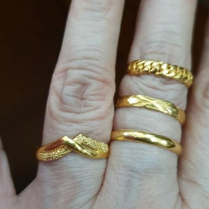 Yxcx- Cincin Emas Polos 99% 24K 24 Karat 3 Gram 3Gram Emas Asli Kuning